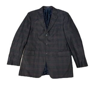 Arnold Brant 42L Italy Bamboo Check Plaid Blazer Sport Coat Neutral Color Jacket